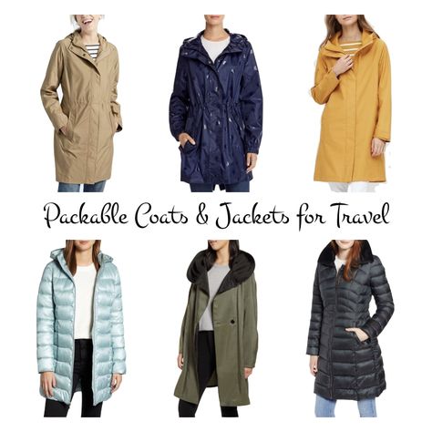 Late Winter and Spring travel can be cold and wet. Here are my picks for the best packable outerwear to stay warm and dry without bulk. Winter Travel Wardrobe, Travel Wardrobe Spring, Travel Raincoat, Packable Rain Jacket, Spring Travel, Travel Capsule Wardrobe, Stitch Fit, Classic Style Outfits, Wardrobe Planning