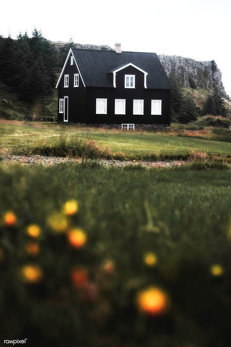 Traditional Icelandic house on the East coast of Iceland | premium image by rawpixel.com / Luke Stackpoole Iceland House, Scenery Winter, Flowers Scenery, Nature Cottage, Rural Home, Flowers House, Cottage Flowers, Wooden Hut, Viking Village