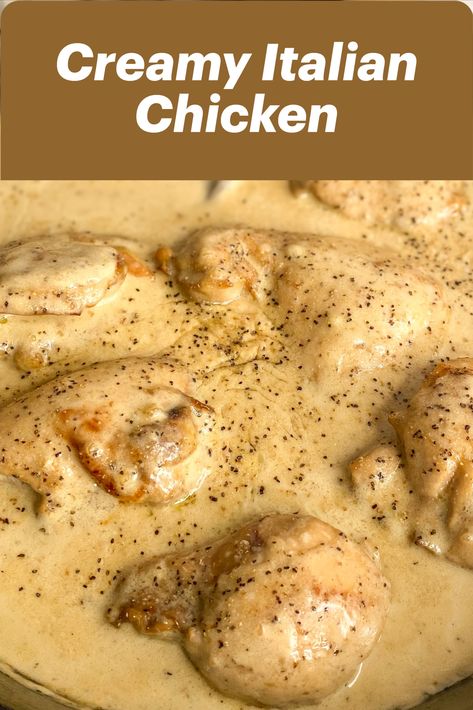 If you are looking for something a little different that is so easy to make then this Creamy Italian Chicken is just perfect for you. One of the things that I love about this recipe is that it comes together so fast. I grab a bottle of Newman's Own Italian Dressing a few other ingrediants and it all comes to gether to make this amazing Creamy Italian Chicken. You can serve this over cooked rice or even pasta. I promise it is something you will be adding to your weeknight menu often. Italian Dressing Mix Recipe Dry Chicken, Italian Dressing Recipe Chicken, Italian Style Chicken Breast, Italian Chicken Oven, Recipes With Italian Seasoning, Recipes Using Italian Dressing, Italian Dressing Chicken Recipes, Chicken And Italian Dressing, Boneless Chicken Breast Recipes Oven