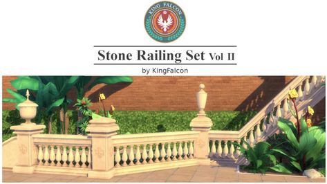 Sims 4 Stair Railing, Stone Railings, Sims4 Build, Furniture Cc, Stone Fence, Sims Builds, Royal Furniture, Stone Stairs, Sims Ideas