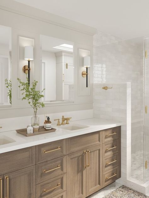 Lone Tree Primary Bathroom — Signature Designs Classic Bathroom Remodel, Big Bathroom Decor, Neutral Bathroom Colors, Small Half Bathroom, Master Bath Design, Full Bathroom Remodel, White Bathroom Cabinets, Timeless Bathroom, Bathroom Color Schemes