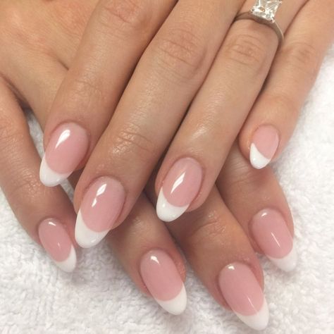 Almond French Tip, Almond Nails French, Graduation Nails, Acrylic Press On Nails, French Tip Acrylic Nails, French Acrylic Nails, Almond Acrylic Nails, Oval Nails, Neutral Nails