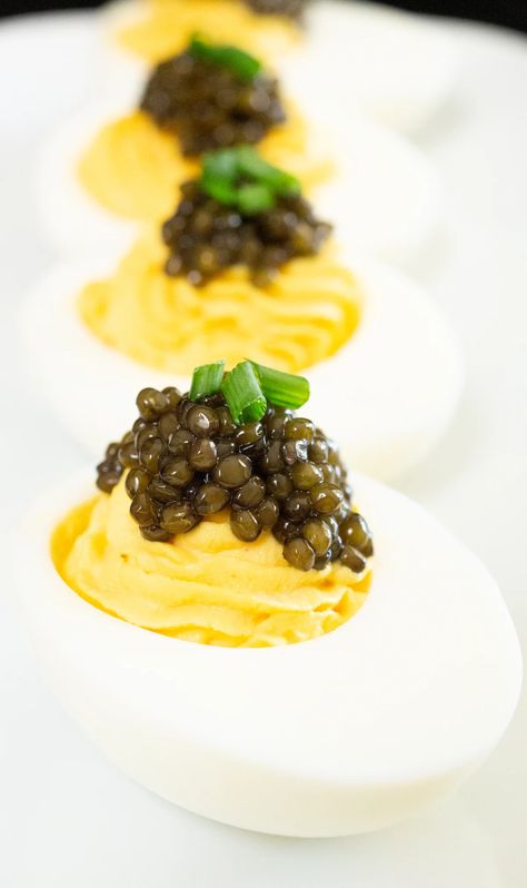 Deviled Eggs With Caviar, Creamy Deviled Eggs, Pickled Quail Eggs, Party Finger Food, Devilled Eggs Recipe Best, Unique Appetizers, New Year's Eve Appetizers, Caviar Recipes, Deviled Eggs Recipe