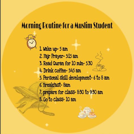 Daily routine Muslim student girl motivation quote morning refreshing inspiring Daily Routine Schedule, Exam Tips, Routine Daily, Exams Tips, Skills Development, Daily Motivation, Daily Routine, Morning Routine, Quick Saves