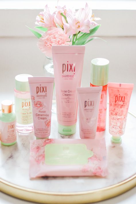 Rose-Infused Skincare Picks: Best Pixi Products for Dry Sensitive Skin by drugstore beauty blogger Stephanie Ziajka from Diary of a Debutante, best of Pixi rose infused skincare, pixi rose infused skintreats, best pixi skincare products, pixi rose oil blend review, pixi by petra rose oil blend, pixi products review, pixi rose cream cleanser review, pixi rose ceramid cream review, pixi rose caviar essence review, pixi rose flash balm review, pixi makeup melting cleansing cloths review, pixi ... Pixi Products, Spring Skincare, Cruelty Free Skincare, Pixie Makeup, Pixi Skintreats, Review Post, Skin Care Routine For 20s, Pixi Beauty, Free Skincare