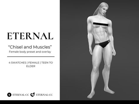 Chisel and Muscles. Female body preset and overlay [Eternal] Sims 4 Muscle Overlay, Sims 4 Muscle, Body Presets Sims 4, Muscles Female, Sims 4 Body Mods, Strong Female, Female Body, Muscle Women, Body Mods