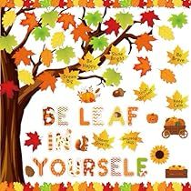 Be Leaf In Yourself, Bulletin Board Decoration, Bulletin Board Tree, Classroom Tree, Fall Bulletin Board, Fall Classroom Decorations, Fall Classroom, Fall Bulletin Boards, Pumpkin Harvest