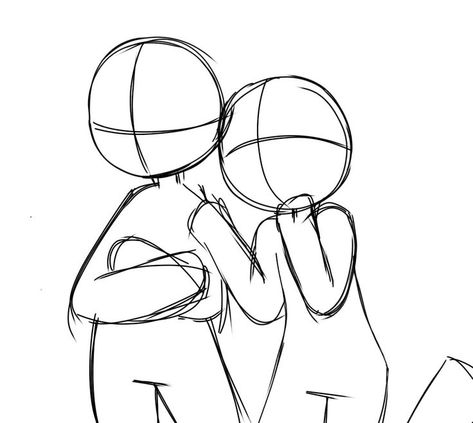 2 People Poses Drawing Reference Chibi, Oc Base Poses Couple, 3 Person Base Pose, Friends Base Pose Reference, Two Person Base Friends, Body Base 2 People Friends, Cute Couple Base Reference, Art Base Pose 2 People, Chibi 2 People Poses