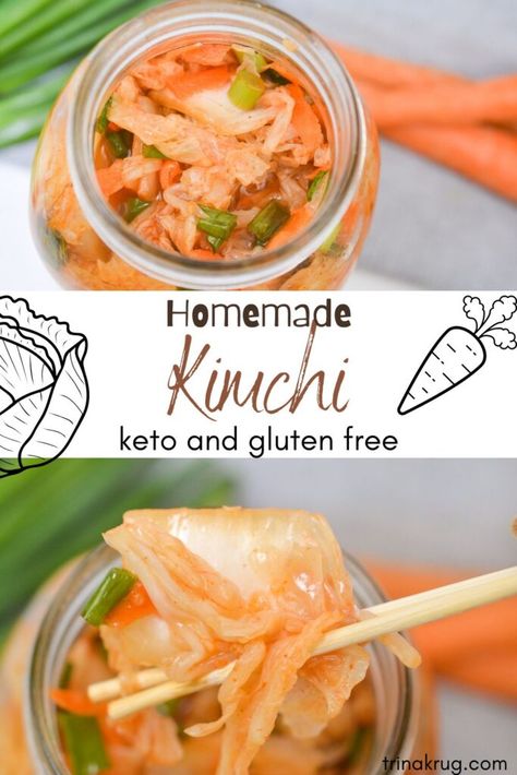 Keto Kimchi Keto Kimchi, Korean Food Kimchi, Keto Salad Dressing, Radish Kimchi, Keto Bars, Pickled Cabbage, Kimchi Recipe, Diet Keto, Fermented Foods