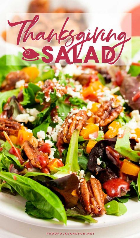 This Thanksgiving Salad recipe is great served as a side dish or as an accompaniment to a charcuterie board before the Thanksgiving meal is served. Thanksgiving Dinner Recipes Sides, Thanksgiving Recipes Side Dishes Healthy, Thanksgiving Recipes Side Dishes Veggies, Cranberry Vinaigrette, Thanksgiving Salad Recipes, Thanksgiving Side Dishes Healthy, Plateau Charcuterie, Thanksgiving Salad, Best Thanksgiving Side Dishes