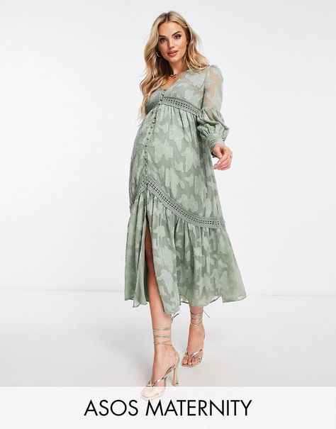 Maternity Shirt Dress, Maternity Long Dress, Dresses Maternity, Maternity Black Dress, Beaded Party Dress, Asos Maternity, Velvet Midi Dress, Khaki Fashion, Ribbed Midi Dress