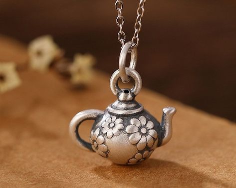 Tea Party Cup Necklace Personalized Initial Necklace Tiny - Etsy Canada Tea Cup Necklace, Teapot Jewelry, Teapot Necklace, Tea Cup Party, Silver Teapot, Beaded Skull, Vintage Pendant, Necklace Personalized, Personalized Initials