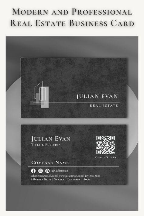 This modern business card design exudes professionalism and clarity. The monochrome gives visually appealing aesthetic. The minimalist design effectively highlights your contact information while the subtle house logo adds a touch of personality. Perfect for real estate agents looking to make a strong first impression. Luxury Real Estate Business Cards, Architecture Business Card Design, Architecture Business Cards, Freelance Business Card, Real Estate Agent Business Cards, Architecture Business, Interior Designer Business Card, Real Estate Business Card, Modern Business Cards Design