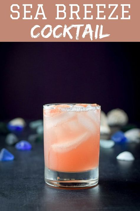 This sea breeze cocktail is a classic, at least for those of us who grew up in the 80's. Delicious and easy to make. You can either use grapefruit juice or orange juice. You pick. #seabreeze #cocktail #drink #dishesdelish Seabreeze Cocktail, Dark Rum Drinks, Sea Breeze Cocktail, Summer Rum Drinks, Rum Drinks Easy, Spiced Rum Drinks, Easy Mixed Drinks, Vodka Martini, Liquor Drinks