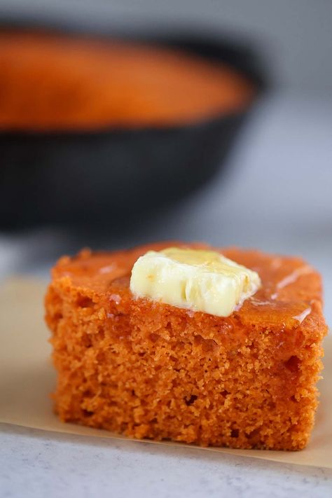 Sweet Potato Cornbread Recipes, Sweet Potato Cornbread, Cornbread Recipes, Orange Food Coloring, Cornbread Recipe, Yellow Foods, Corn Bread Recipe, Mashed Sweet Potatoes, Bread Recipes Homemade