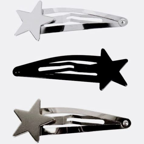 Y2k Hair Accessories, Hair Clips Aesthetic, Y2k Hair, Silver Hair Clip, Rock Aesthetic, Image Swag, Y2k Accessories, Clip Hairstyles, Star Hair