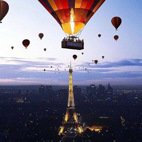 Really cool edit, would have been incredible scenery if it wasn't for real. #paris  Photo by @care4art Earth City, Paris Photo, Destination Voyage, Paris Photos, Air Balloons, Paris Travel, Nature Travel, Hot Air Balloon, Air Balloon