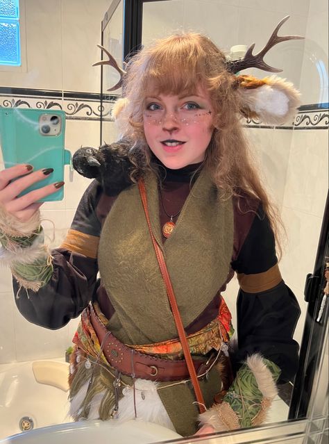 #faun#oc#occosplay#fauncosplay#faunoc#fantasycosplay#deercosplay#steampunk#dnd#hybrid#woodland #renaissancefair #renfair Woodland Deer Costume, Ren Faire Animal Costume, Fawn Ren Faire, Faun Ren Faire, Korok Costume, Faun Oc, Renfaire Outfits, Renfaire Inspiration, Satyr Cosplay