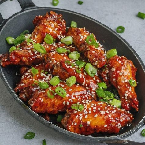 Honey Sriracha Glazed Chicken Wings Recipe - Instacart Honey Glazed Chicken Wings, Glazed Chicken Wings, Chicken Wings Recipe, Wings Recipe, Glazed Chicken, Game Nights, Chicken Wing Recipes, Savory Recipes, Wing Recipes