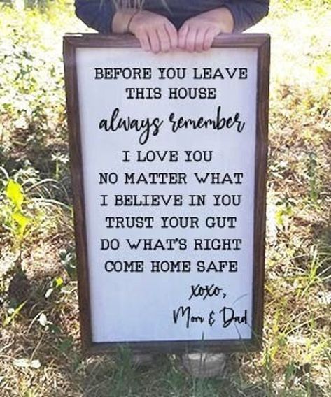 This sign is available in two sizes. Dimensions include the frame. These beautifully framed farmhouse style signs are assembled with a painted face, stained frame, a vinyl decal design/quote, and finished with a saw-tooth hanger for easy hanging.  The painted face and stain colors are available in many colors. Please place you choice of face color in the note section at checkout. Please contact us if you need a custom size or design!  Also note that this is a handmade sign. Each sign is custom made so brush strokes and wood grain can vary. Funny Wood Signs, Always Remember Me, Anderson Sc, Design Quote, Farmhouse Wood Sign, Farmhouse Style Sign, Painted Face, Handmade Sign, Big Girl Rooms