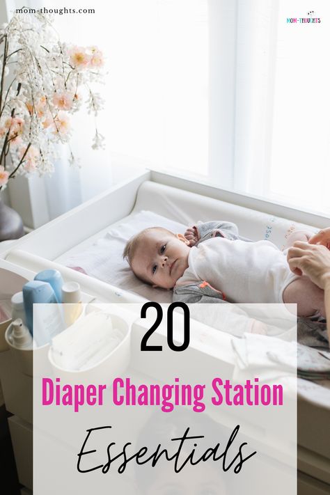 Baby Changing Station Ideas, Diaper Changing Station Organization, Changing Station Essentials, Changing Table Essentials, Nursery Organization Changing Table, Nursery Changing Station, Nappy Changing Station, Portable Changing Station, Prepare For Baby