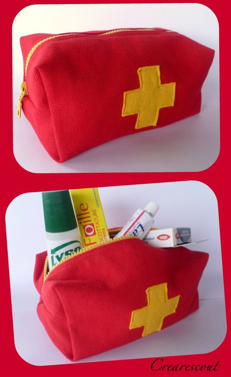 Fist aid Pouch tutorial (beginners!). This would make a cute dramatic play doctor's bag if you add a handle. First Aid Bag Pattern, Medic Bag, First Aid Pouch, Medical Projects, Play Doctor, Snitches Get Stitches, Diy Textiles, Dramatic Play Centers, Pouch Tutorial