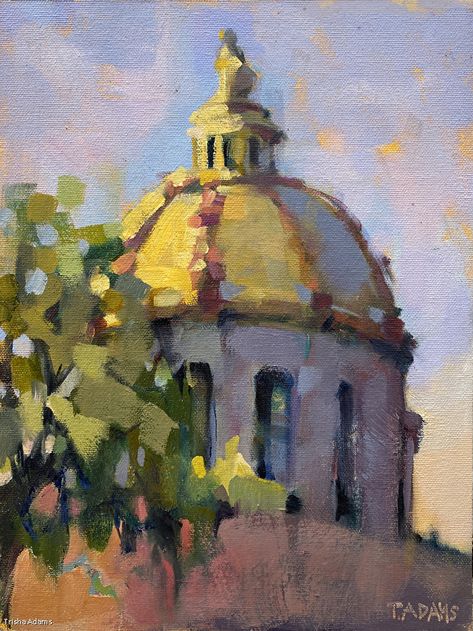 Concepcion Building Landscape Paintings, Trisha Adams Paintings, Building Oil Painting, Architecture Oil Painting, Oil Painting Buildings, Beginner Oil Painting, Oil Painting Classic, Landscape Oil Paintings, Selling Paintings