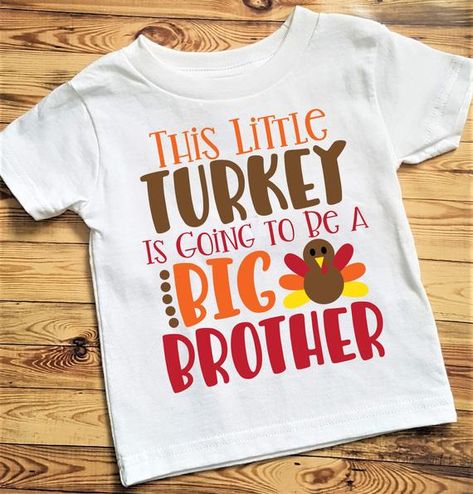 Thanksgiving Announcement, Big Brother Svg, Big Brother Pregnancy Announcement, Disney Character Shirts, Custom Disney Shirts, Promoted To Big Brother, Big Brother Shirt, Thanksgiving Design, Brother Shirts