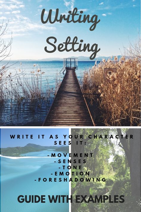 Writing Setting Tips, Scenery Description Writing, How To Describe Scenery In Writing, Describing Scenery Writing, Writing Setting, Setting Writing, Writing Novel, Story Settings, Writing Steps