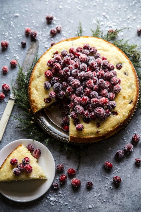 This Easy Cranberry Ricotta Cake is a festive and delicious cake to make any time of year! Pop over to my site for the recipe! | cake recipes | dessert recipes | baking recipes | fall desserts | thanksgiving recipes | christmas recipes | Ricotta Cake, Flavorful Vegetables, Roasted Strawberries, Dark Chocolate Cakes, Cranberry Recipes, Caking It Up, Christmas Sweets, Cake Cover, Easy Cake