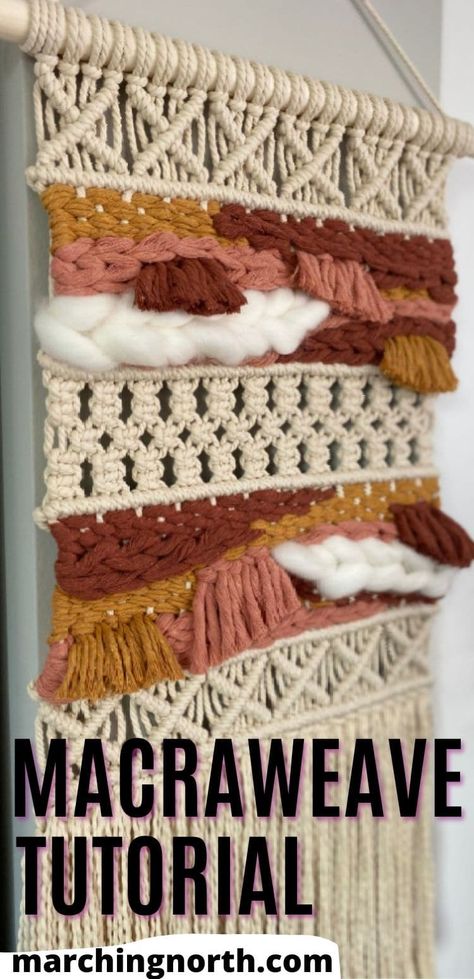 Macraweave Tutorial, Macraweave Wall Hanging, Fiber Weaving, Macrame Wall Hanging Tutorial, Free Macrame Patterns, Weaving Loom Diy, Macrame Plant Hanger Patterns, Weaving Wall Hanging, Weaving Tutorial