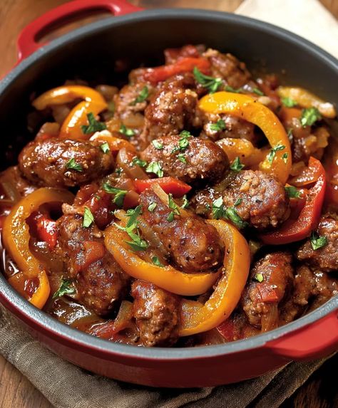 Italian Sausage Peppers and Onions Hot Sausage Peppers And Onions, Grilled Sausage Peppers And Onions, Italian Sausage Peppers And Onions, Hot Italian Sausage Recipes, Italian Sausage Peppers, Italian Sausage And Peppers, Sausage Peppers And Onions, Sauteed Peppers And Onions, Sausage Peppers