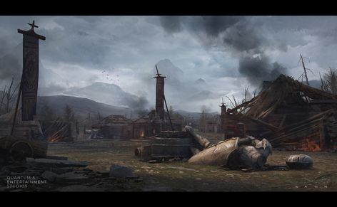 Burned Village, Eclipse Project, Fantasy Village, Falling Kingdoms, Fantasy Places, Fantasy Concept Art, Body Drawing, Sci Fi Fantasy, Fantasy World