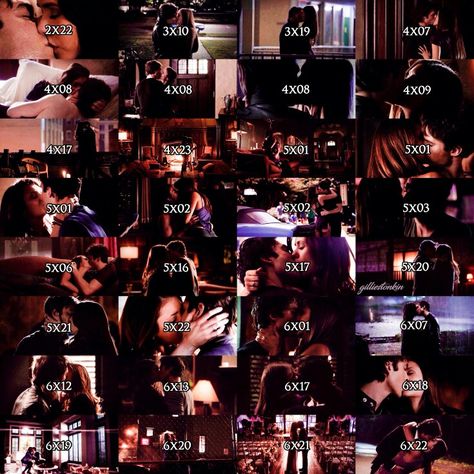 every delena kiss in order All Delena Kisses, Delena Pictures, Delena Kiss, Delena Aesthetic, Damon And Elena Kiss, Damon Y Elena, Ian And Nina, Bullet Journal Month, Damon Salvatore Vampire Diaries