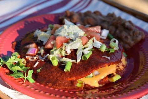 Red Chile Enchiladas, Stacked Enchiladas, Mexican Chile, Red Chile Sauce, Chile Sauce, Vegan Cheese Sauce, Red Chile, Vegan Mexican, Vegan Sauces