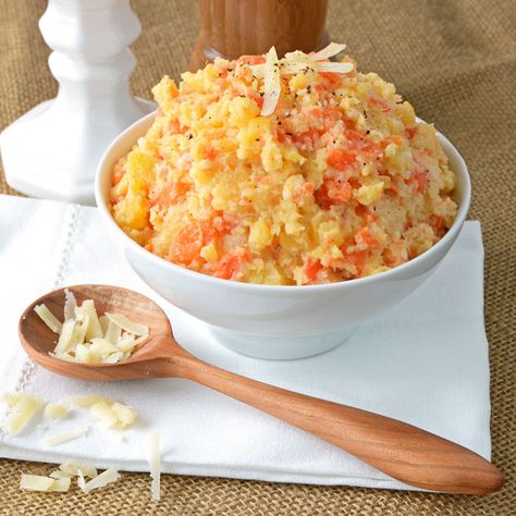 Carrot and Rutabaga Mash Carrot Mash, Carrot Rice, Carrot Casserole, Mash Recipe, Farmers Market Recipes, Baked Garlic, Baked Pork, Carrot Recipes, Asiago