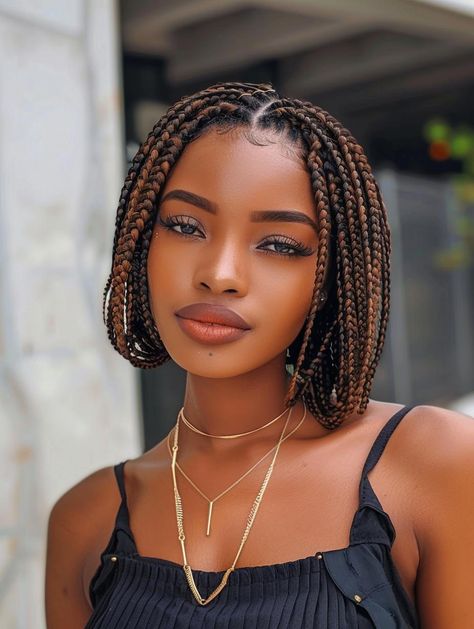 Short Hair Braid Ideas, Braid Styles For Short Hair, Hair Braid Ideas, Short Box Braids Bob, Short Hair Braided, Micro Braids Styles, Short Bob Braids, Short Braid, Braids Bob