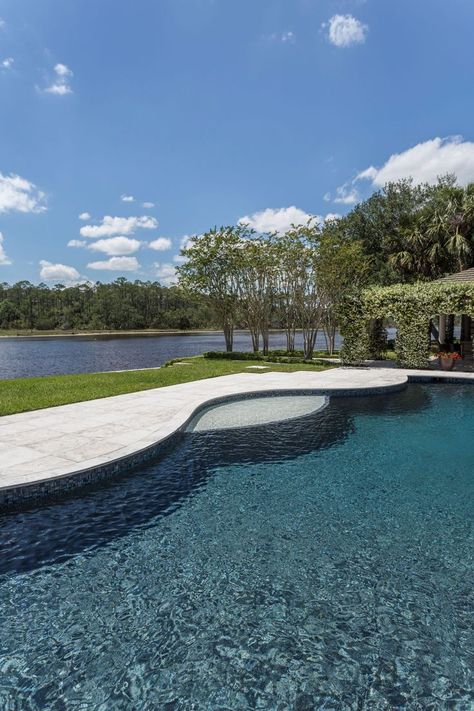 StoneScapes Touch of Glass Midnight Blue | NPT Pool Finishes Luxurious Swimming Pools, Pool With Pool House, Pebble Tec Pool, Amazing Swimming Pools, Green Pool, Pool Finishes, Pool Remodel, Pool Colors, Glass Pool