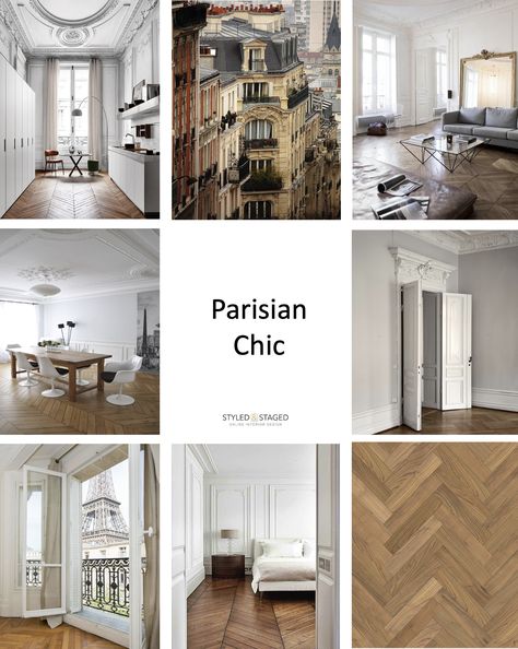 Parisian Chic Style Interior, Parisian Mood Board, Parisian Modern Decor, Parisian Studio Apartment, Parisian Style Kitchen, Modern Parisian Interior, Parisian Modern, Parisian Kitchen, Parisian Store