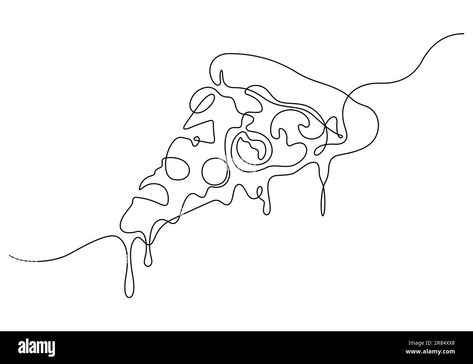 Pizza Line Drawing, Pizza Vector, Cooking Pizza, Continuous Line Drawing, Pizza Slice, Continuous Line, Cooking Art, Line Drawing, Line Art