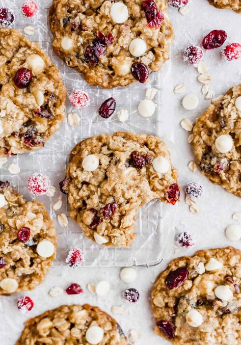 Cranberry White Chocolate Chip Cookies, Cranberry Oatmeal Cookies, Cranberry Oatmeal, Cranberry White Chocolate, Chocolate Chip Shortbread Cookies, White Chocolate Cranberry Cookies, Quick Cookies, Oatmeal Cranberry Cookies, Chocolate Cranberry