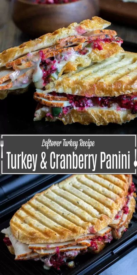 turkey and cranberry panini Turkey Panini Sandwiches, Panini Press Recipes, Cheese And Pickle Sandwich, Turkey Panini, Panini Recipe, Turkey Cranberry, Cranberry Salsa, For Dinner, Panini Sandwich