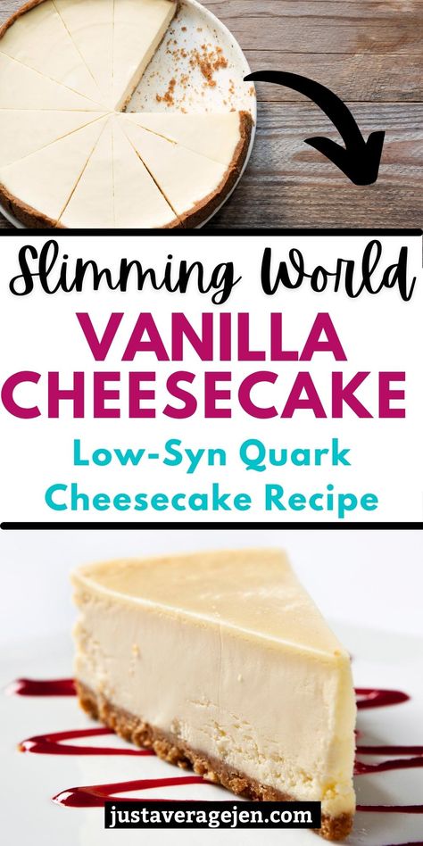 Quark Cheesecake, Low Fat Cheesecake, Slimmers World Recipes, Vanilla Cheesecake Recipes, Quark Recipes, No Bake Vanilla Cheesecake, Healthy Cakes, Uk Recipes, Vanilla Cheesecake