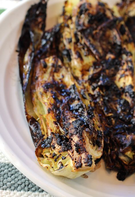 It Looks Like Hell, But… | Food Gal Charred Cabbage Recipe, Roasted Cabbage Recipes, Charred Cabbage, Starchy Sides, Meals Without Meat, Miso Butter, Roasted Cabbage, Cabbage Recipe, Black Bean Sauce