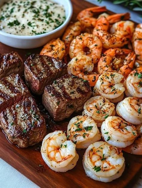 Grandma's Recipes | CAJUN SHRIMP AND STEAK FEAST | Facebook Juicy Steak Bites, Whole Bowl, Grandma's Recipes, Tenderloin Steak, Steak And Shrimp, Tender Steak, Juicy Shrimp, Garlic Butter Sauce, Cajun Shrimp