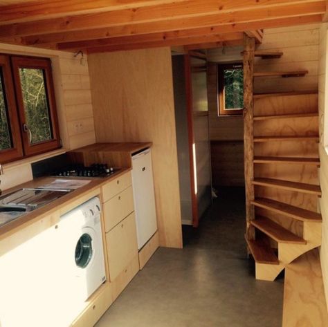 La Tiny House with Smart Staircase to Loft 002 Staircase To Loft, Tiny Home Trailer, Home Trailer, Loft Staircase, Tiny House Furniture, Tiny House Company, Tiny House Stairs, Tiny House Storage, Loft Stairs