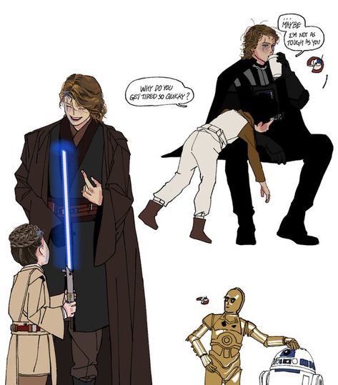 Skywalker Family, Anakin Vader, Star Wars Anakin, Star Wars Jokes, Star Wars Comics, Star Wars Fan Art, Star Wars Pictures, Star Wars Images, Star Wars Fandom