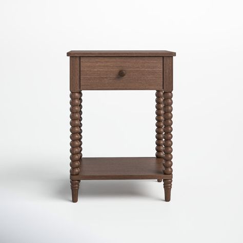 Madison Park Signature Beckett One Drawer Solid Wood Nightstand | Wayfair Solid Wood Nightstand, Spindle Nightstand, Austin House, Nightstand Wood, Spindle Bed, Decorative Light Bulbs, Bedroom Refresh, Wood Nightstand, Low Shelves