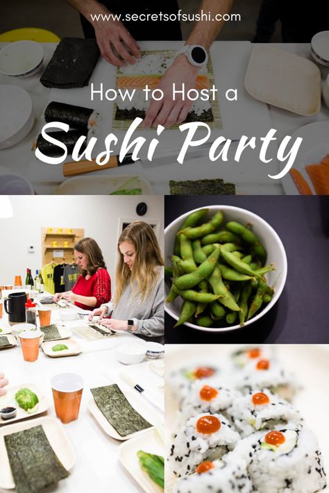 Sushi Making Party, Sushi Dinner Party, Sushi For Kids, Japan Party, Sushi Buffet, Make Your Own Sushi, Dinner Party Table Settings, Sushi Recipe, Japanese Party