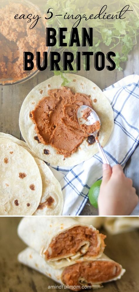 Burrito Recipe Healthy, Refried Beans And Rice, Bean Burrito Recipe, Easy Burrito Recipe, Vegetarian Burrito, Bean Burrito, Homemade Refried Beans, Refried Beans Recipe, Homemade Beans